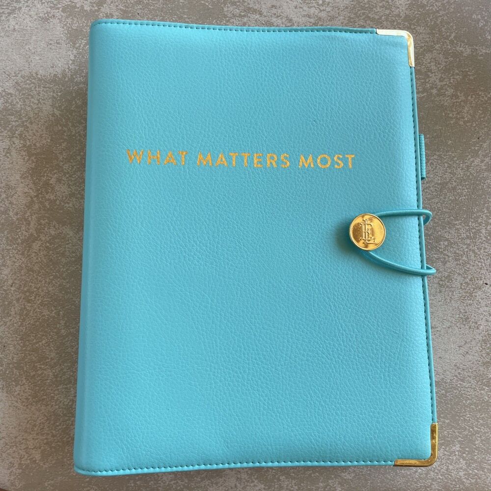 Emily Ley Simplified Planner Organizer Binder Teal Blue Gold 6-Ring New 2019